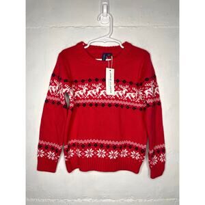 NEW Janie and Jack Boys Red Deer Crewneck Sweater Size 4T